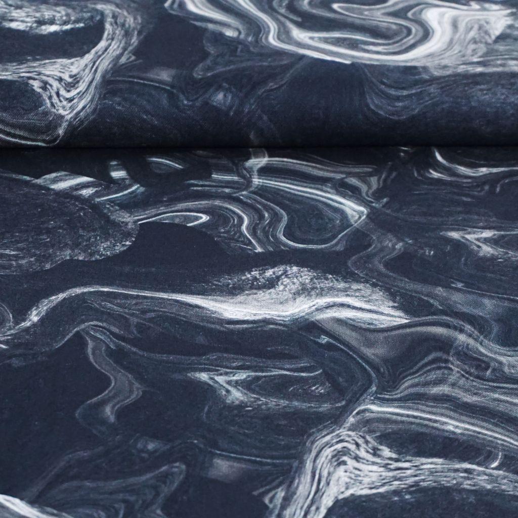 Dekostoff Halbpanama schwarz grau marmoriert